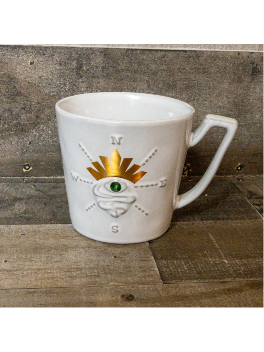 STARBUCKS Siren's Eye Anniversary Mug Green Jewel Mermaid 2014 12oz. Compass Cup